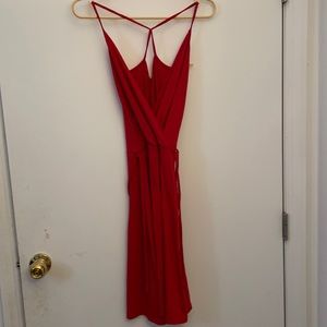 Red v-neck dress
